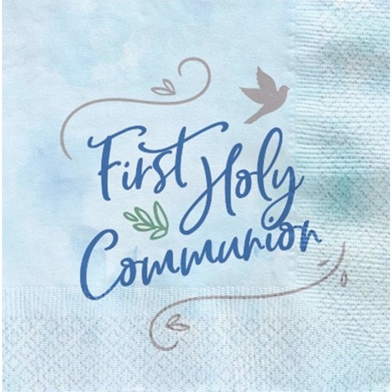 12 first communion napkins blue 33cm
