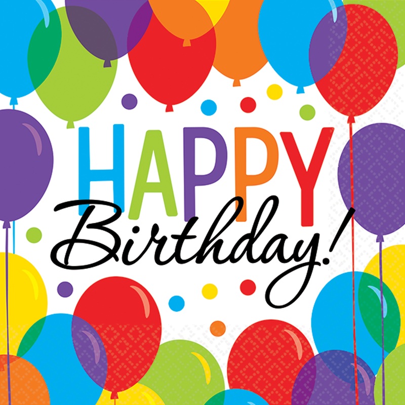 125 birthday balloon party napkins 25cm