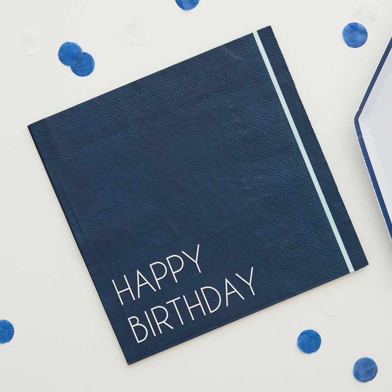 16 Blue Happy Birthday Eco Napkins