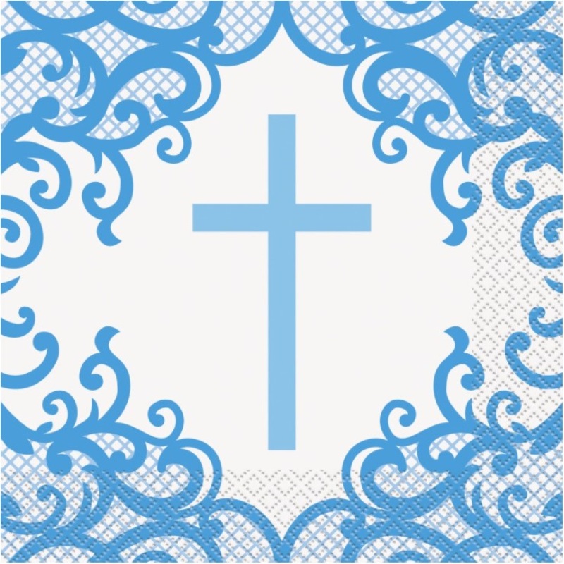 16 Festive Blue napkins 33cm