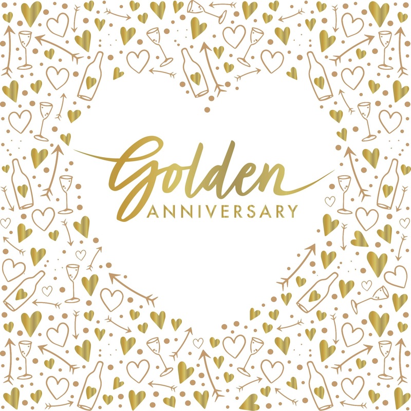 16 Golden Anniversary napkins 33cm