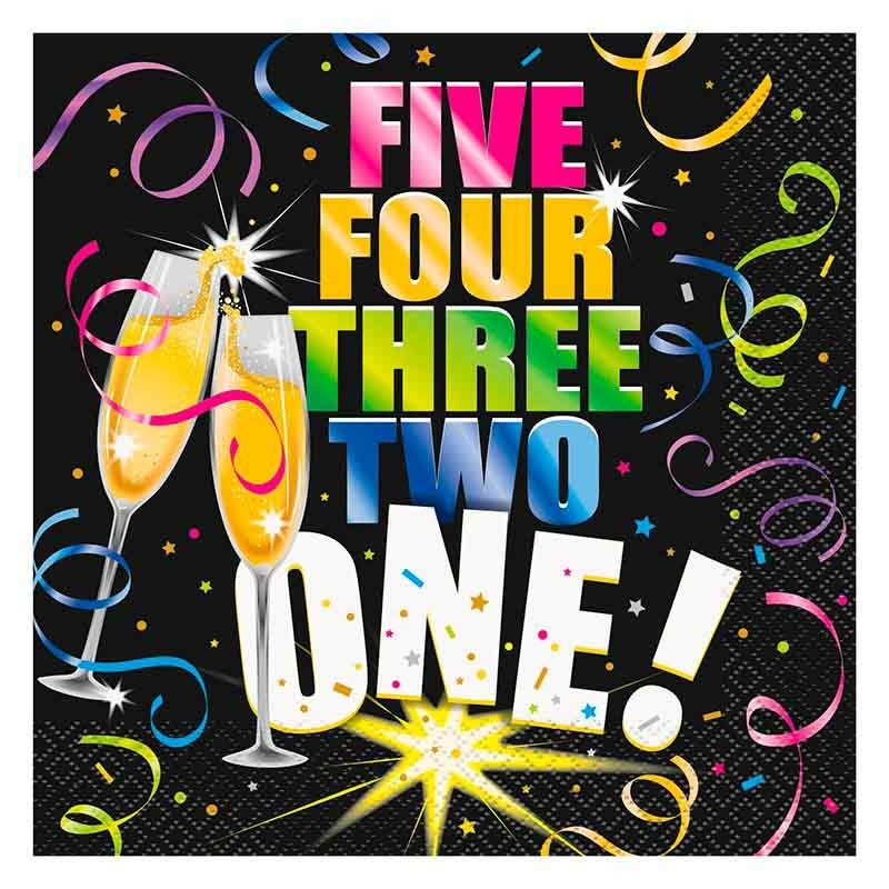 16 New Year's Eve Countdown Napkins 33cm