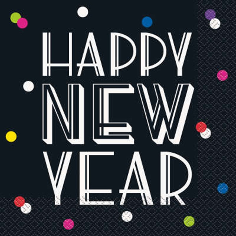 16 New Year's Eve napkins neon dots 33cm