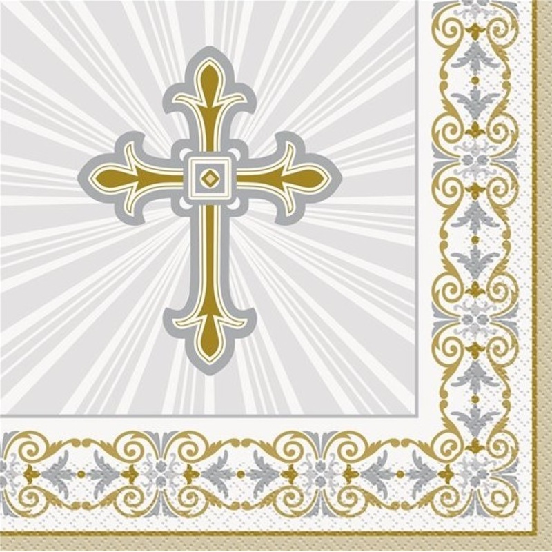 16 Shining Cross Napkins 33cm