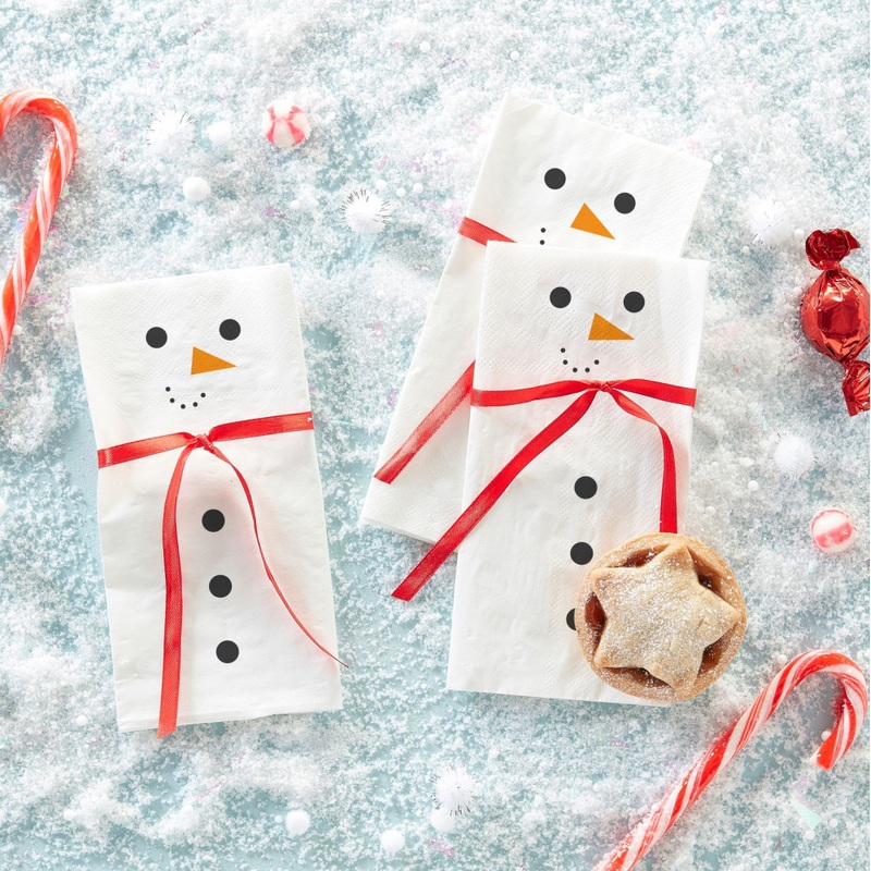 16 snowman napkins 32cm