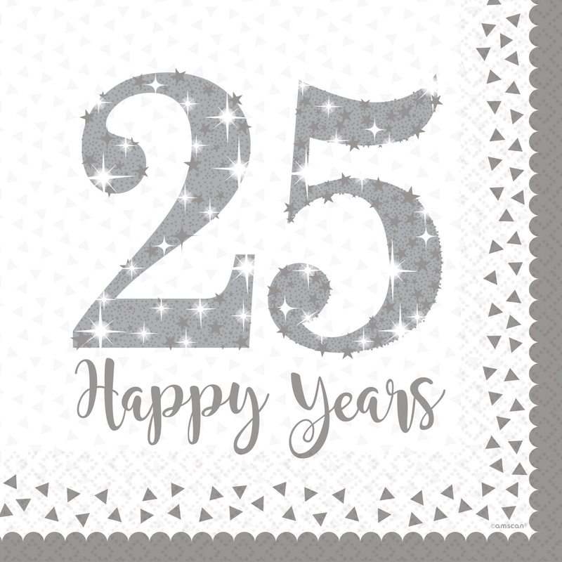 16 Sparkling 25 Years napkins