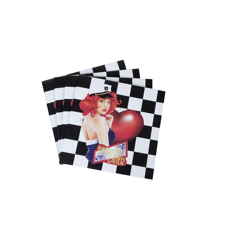 20 American Diner napkins 33x33cm