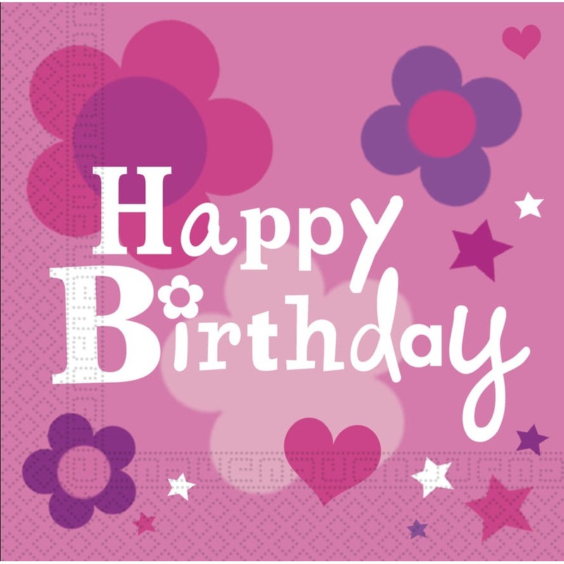 20 birthday girl napkins 33cm