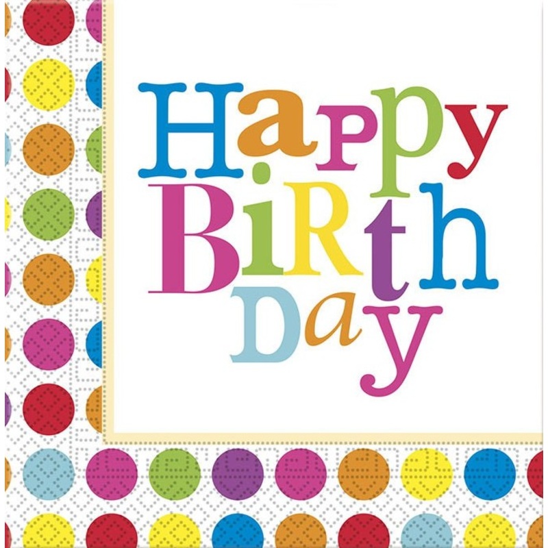 20 colorful Happy Birthday napkins 33cm