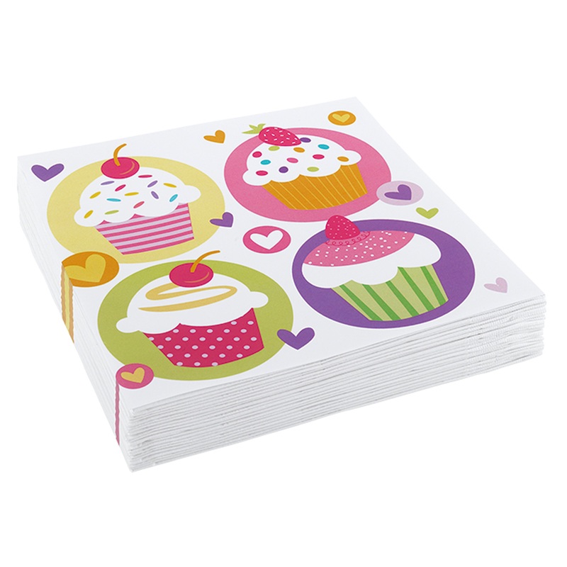 20 cupcake party napkins 33cm