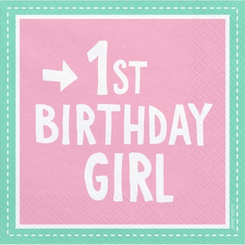 20 Lovely 1st Birthday Girl napkins 33cm
