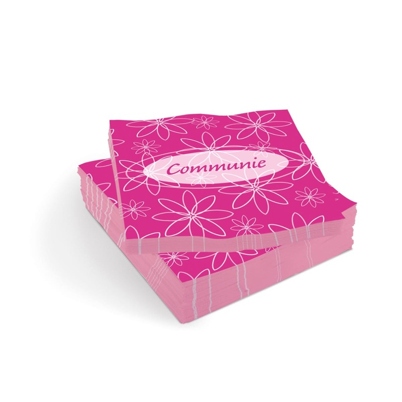 20 napkins communion pink flower