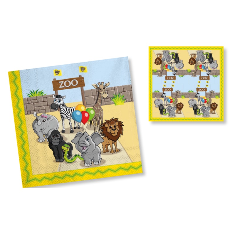 20 party at the zoo napkins 33cm