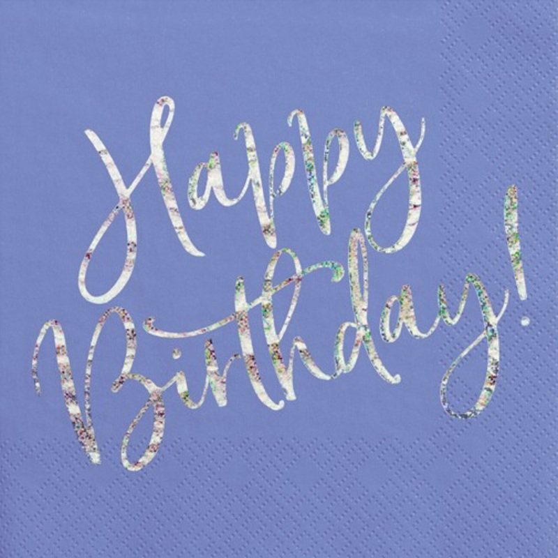 20 purple birthday napkins 33cm