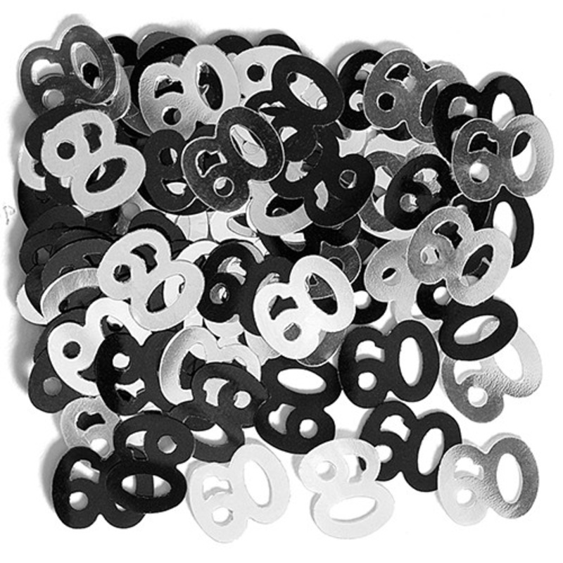 60th birthday black and white sprinkle decoration