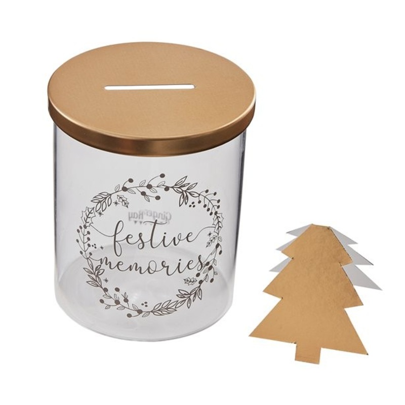 Christmas memory jar with cards