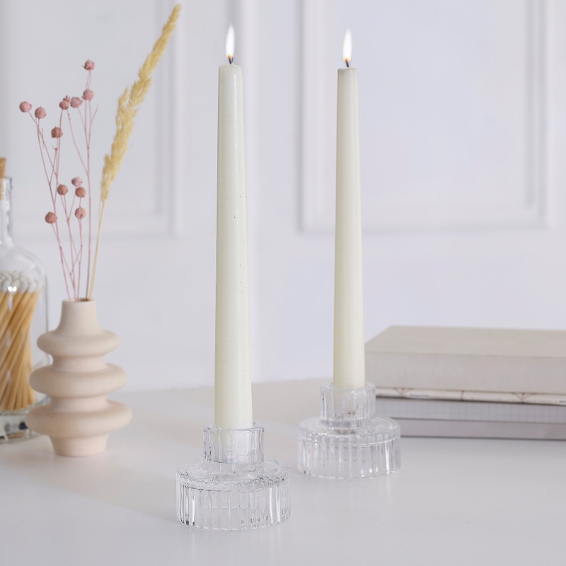 2 crystal clear candlesticks 6.5cm