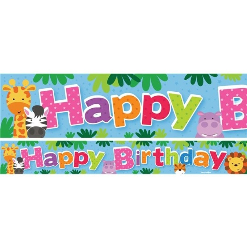 3 cute safari birthday banners