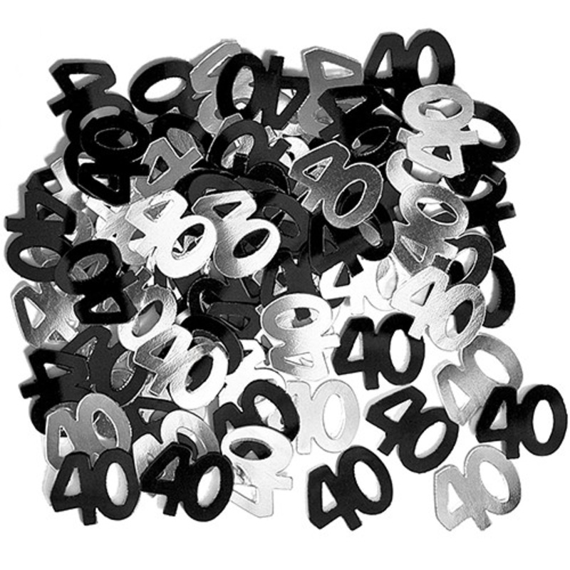 40th birthday black and white sprinkle decoration