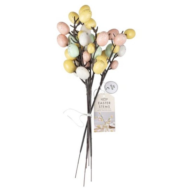 5 Easter branches with colorful eggs 40cm