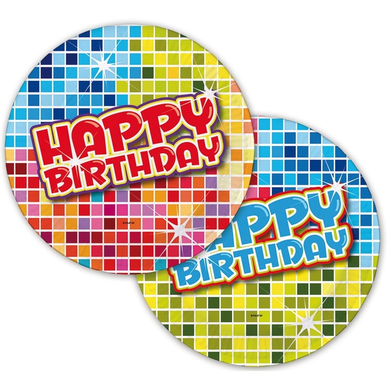 6 Groovy Happy Birthday coasters 18cm