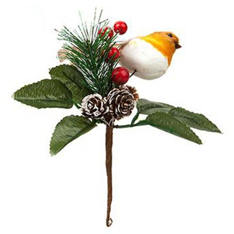 Christmas branch with bird 25cm