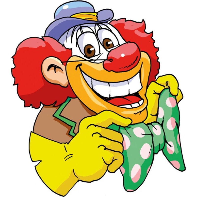 Colorful clowns mural