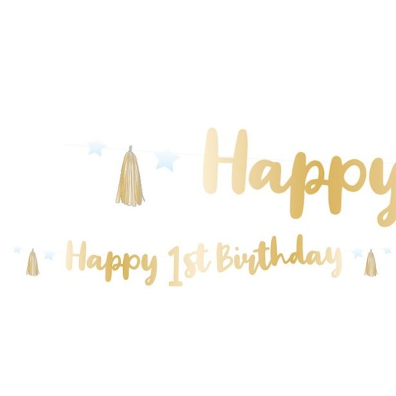 Happy 1st Birthday garland gold