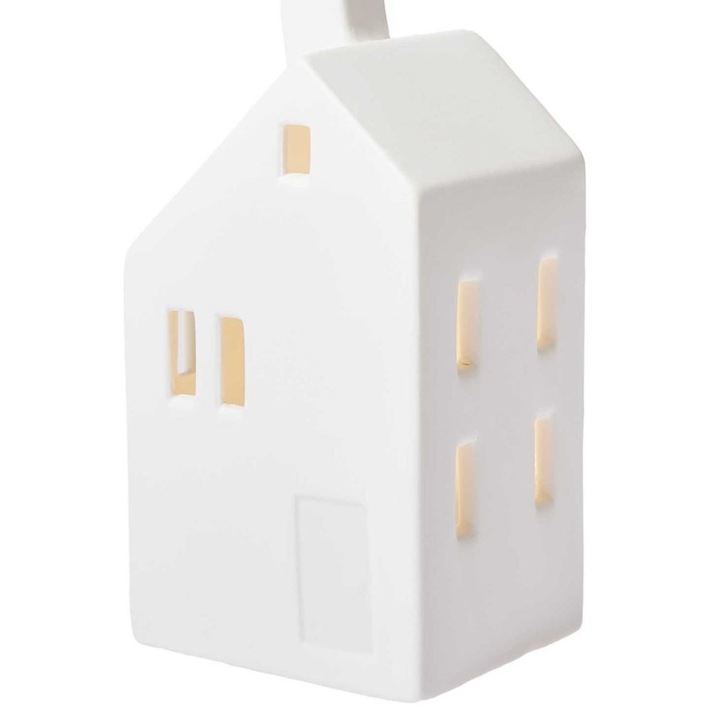 LED illuminated house sloping roof 13 x 6 x 7cm