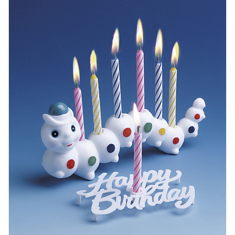 Little birthday caterpillar Rudi candle holder 9 pieces