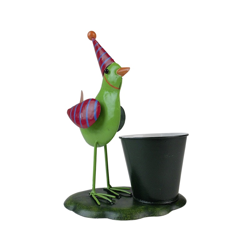 Party bird tin figure garden decoration 19x16.5x26cm