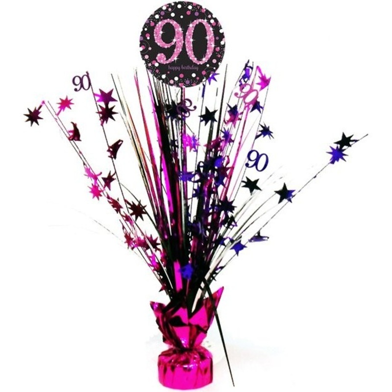 Pink 90th Birthday table fountain 46cm