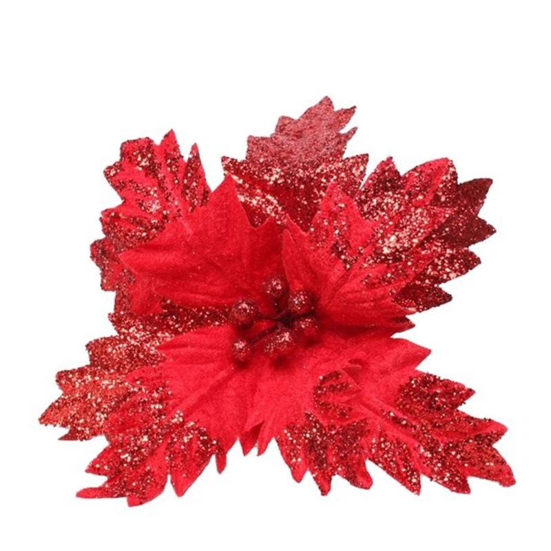 Red poinsettia decorative flower 28cm