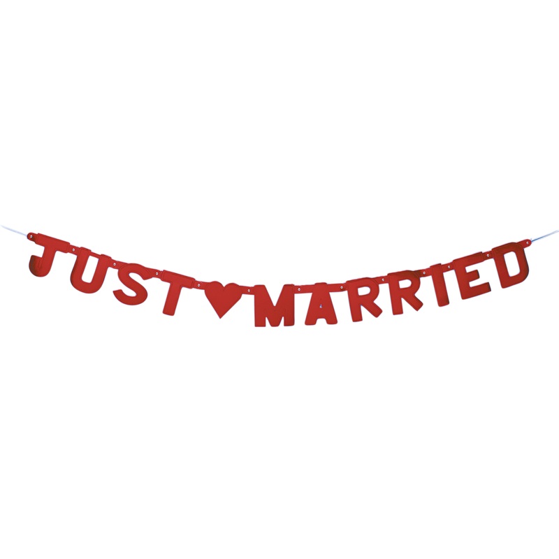 Romantic Just Married Heart Garland Red 150cm