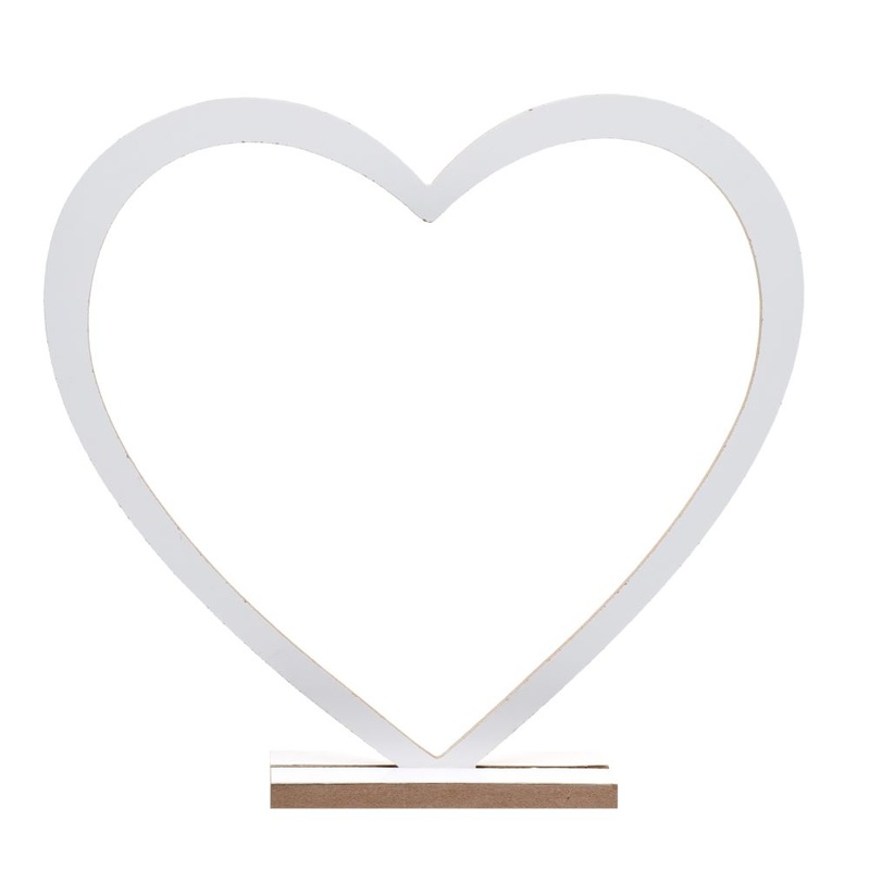 White wooden heart decoration 25cm