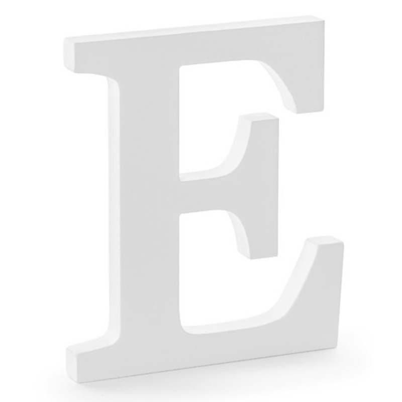 Wooden letter E white 17 x 20cm