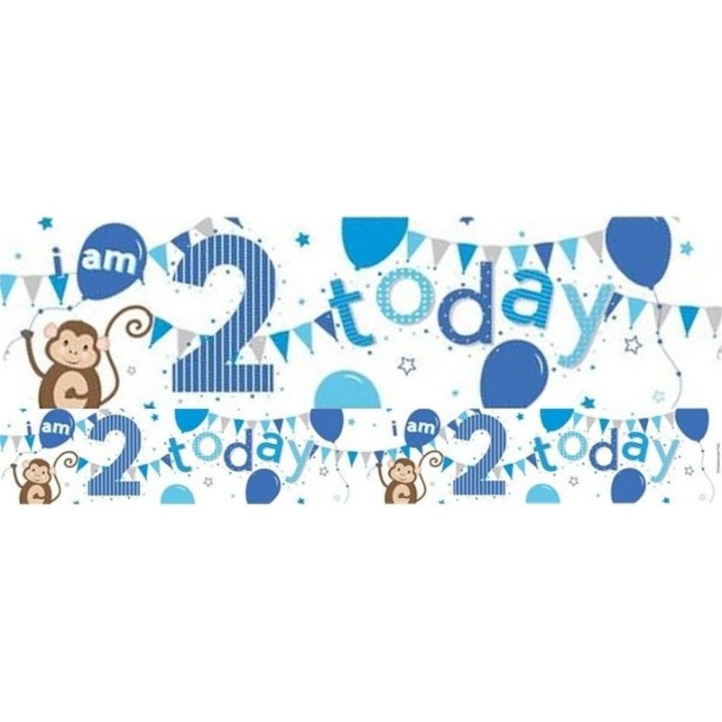 2nd birthday monkey foil banner 2.6m