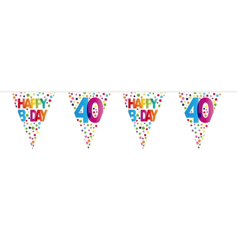 40th birthday colorful dots bunting 10m