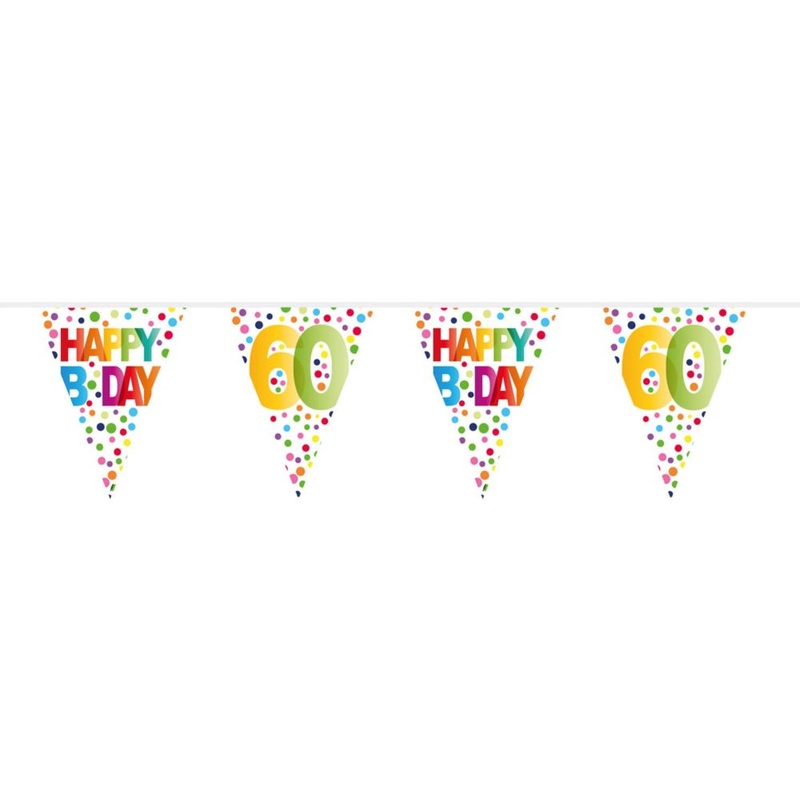 60th birthday colorful dots bunting 10m