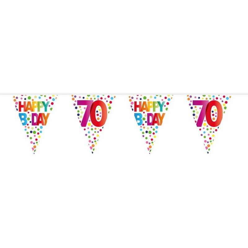 70th birthday colorful dots bunting 10m