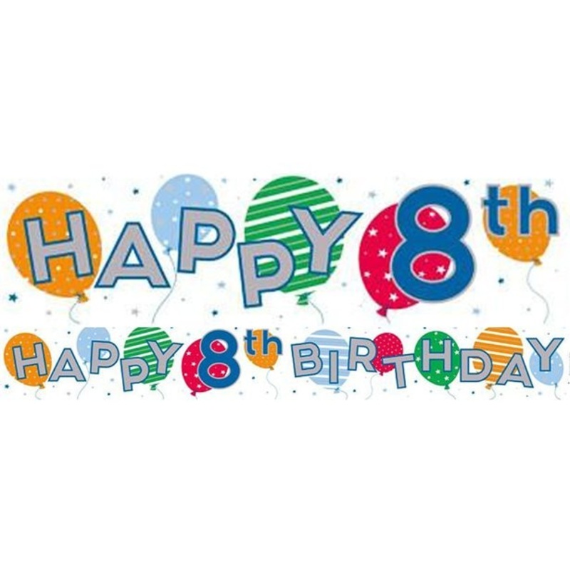 8 birthday foil banner 2,6m