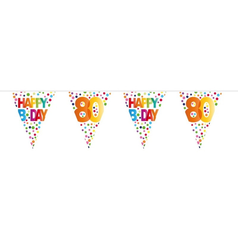 80th birthday colorful dots bunting 10m