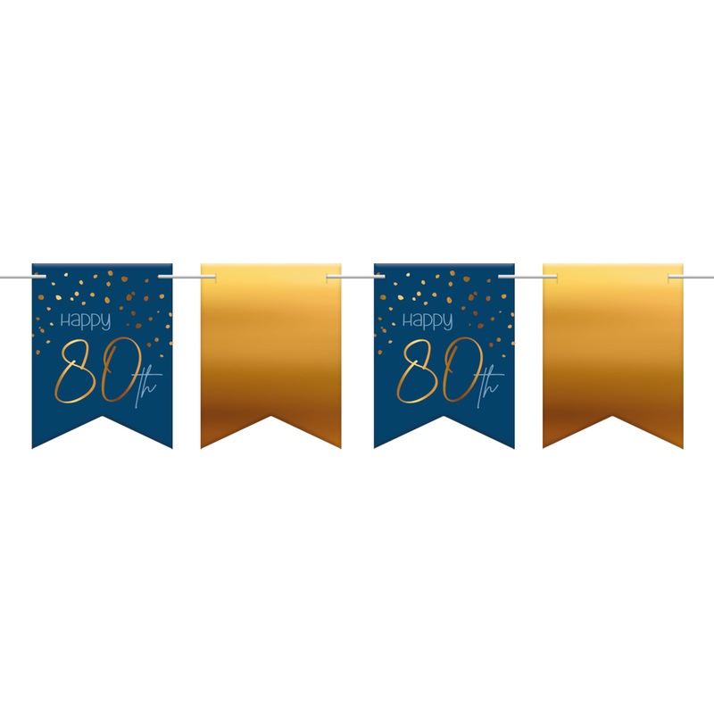80th birthday pennant chain 6m Elegant blue