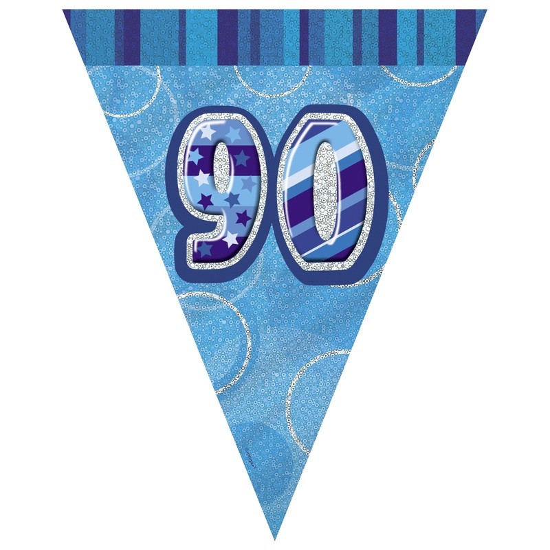 90th birthday Blue sparkling pennant chain 365cm