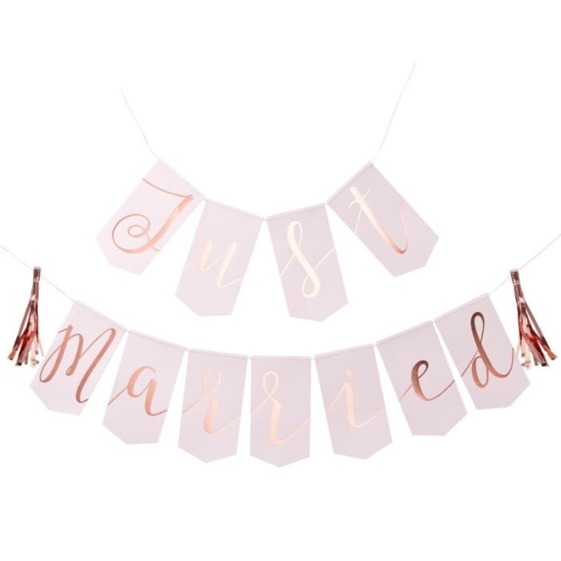 Fairytale wedding Just Married pennant chain