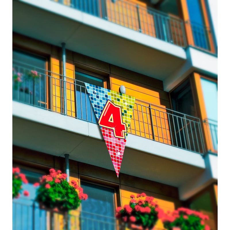 Groovy 4th Birthday pennant 1.5mx 90cm