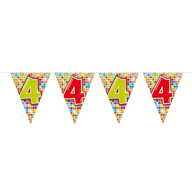 Groovy 4th Birthday pennant chain 6m