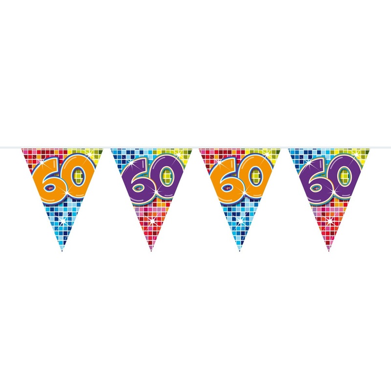 Groovy 60th Birthday pennant chain 3m