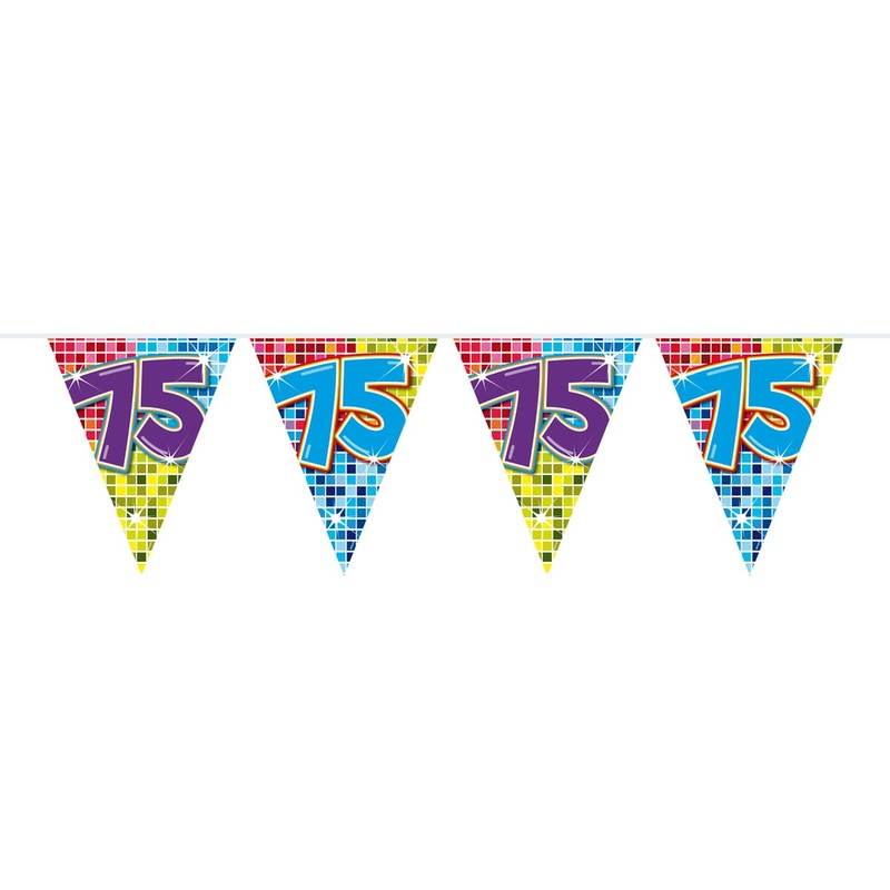 Groovy 75th Birthday pennant chain 3m