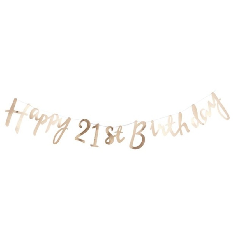 Happy 21st Birthday garland gold 1.5m